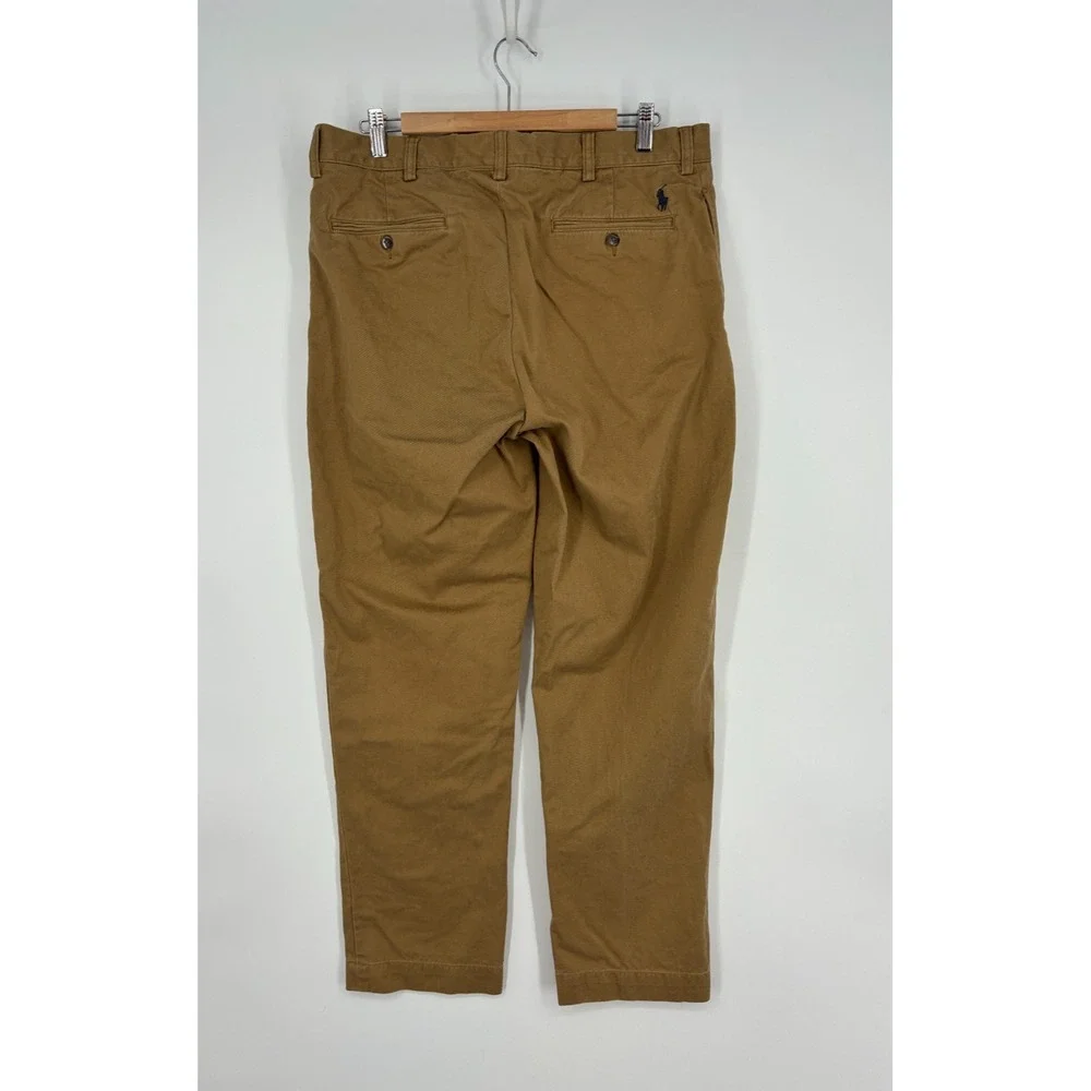 Polo Ralph Lauren Pants Mens 34/31.5 Brown Ethan 100% Cotton Pleated Trousers